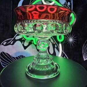 Tiffin Franciscan Kings Crown Thumbprint Ruby Red Candy Dish 5"H X 5W